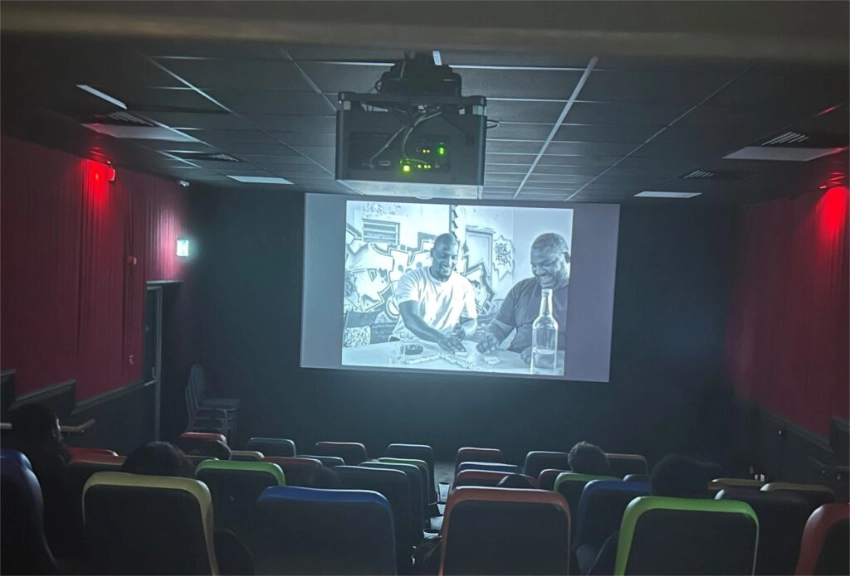 Audience members enjoying on of the films shown in Friday evening.