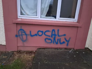 The graffiti which was daubed on the house