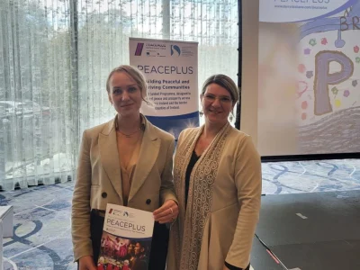 Anastasiia Shevchenko and NWMF Integration and Welfare Officer Gaëlle Gormley